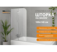 Шторка на ванну Relisan 100х140, прозр стекло -хром, 2-х секц / 6 мм
